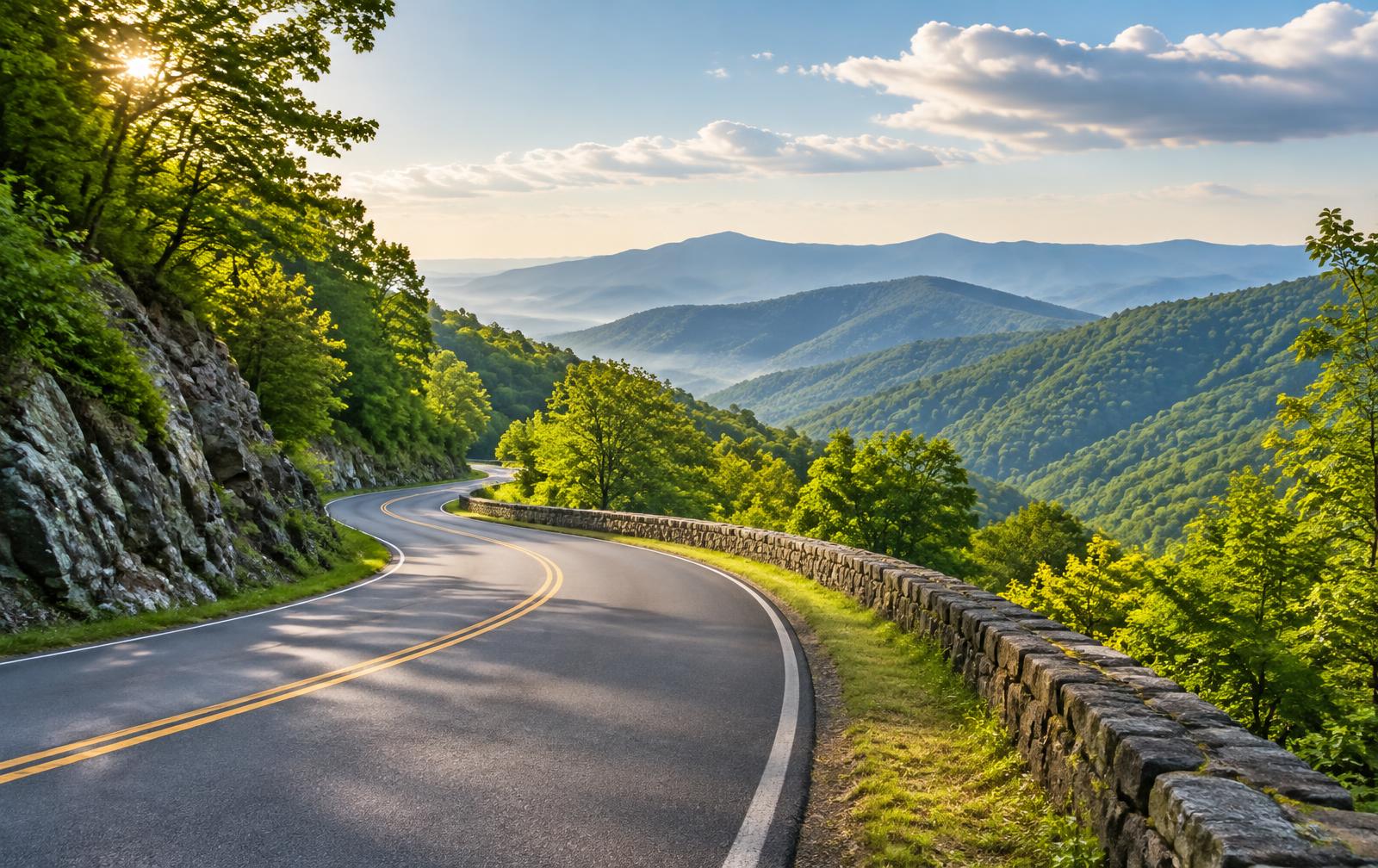 A winding road through Virginia's Blue Ridge Mountains