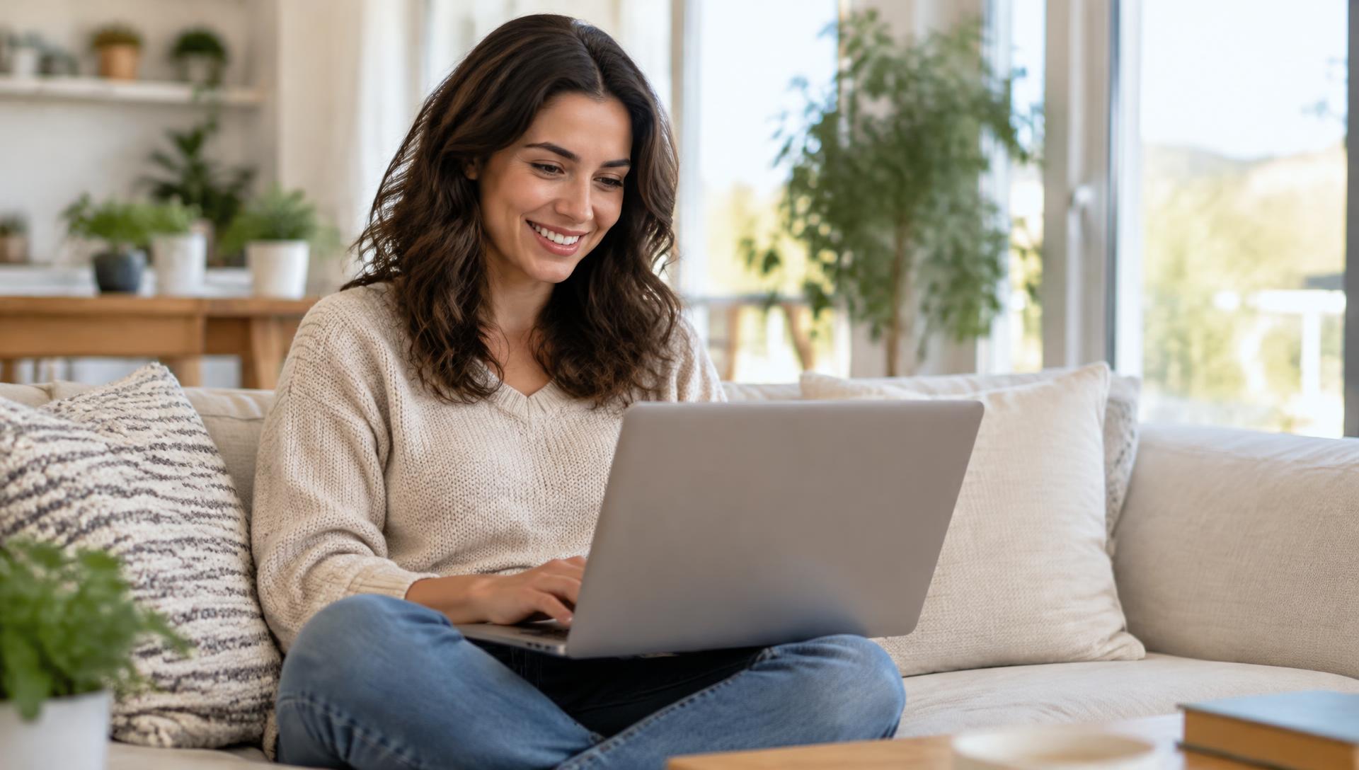 An adult taking an Ivy online course on a laptop at home